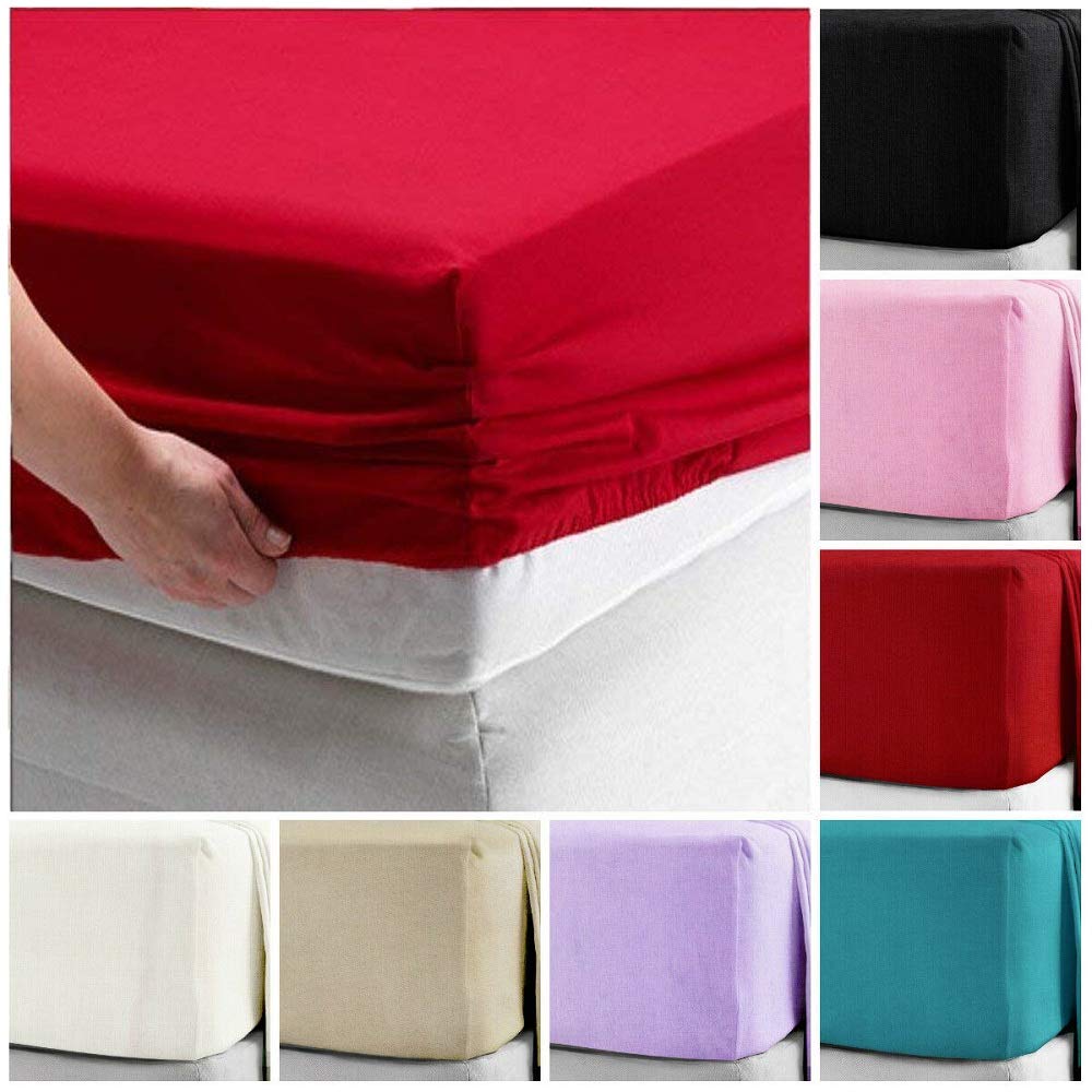 Soft Flannelette Extra Deep Fitted Bed Sheet 16” (40cm) - Warm 100% Brushed Cotton Botto...