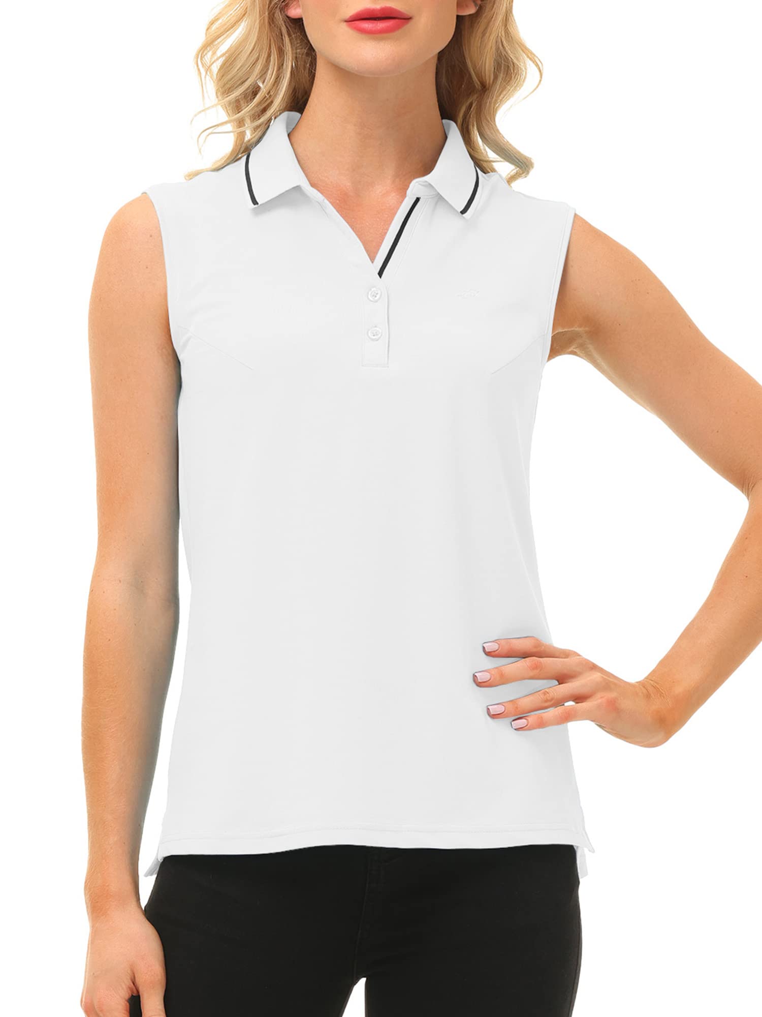 MoFiz Polo Femme sans Manches Travail Sport Shirt d'été Respirant Tennis Golf Tops