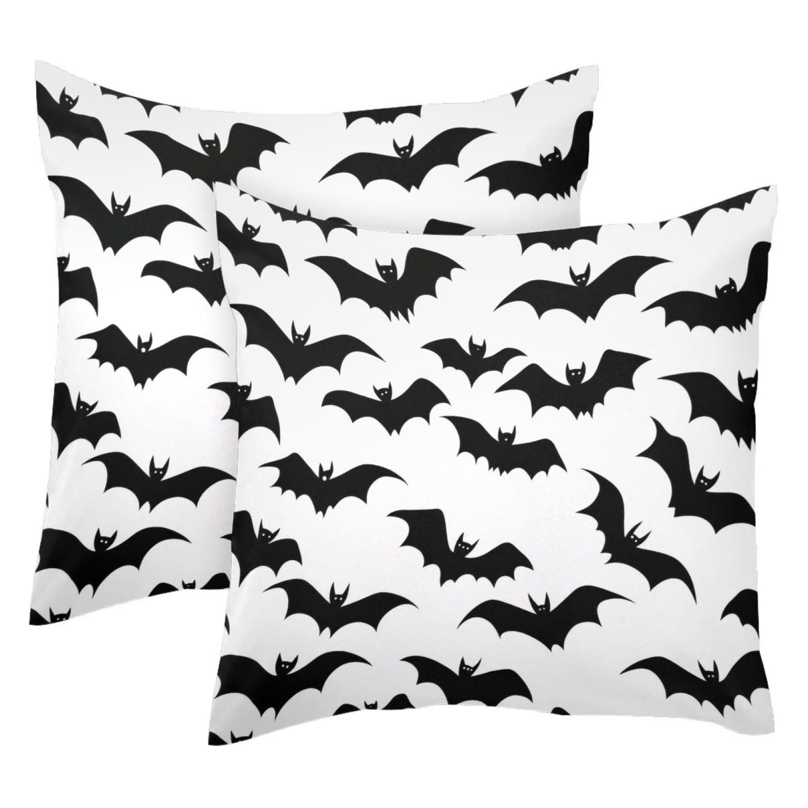 Coussin Halloween 50x50 lot de 2 housse velours chauve-souris deco maison salon