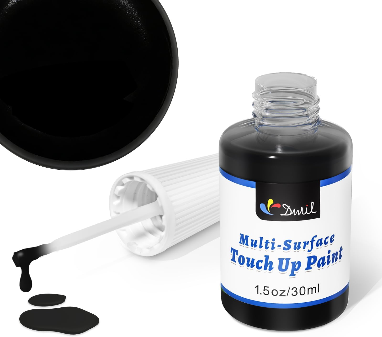 DWIL Black Appliance Touch Up Paint - Multi Surface Touch Up Paint Pen, Scratch Repair for Metal, Door, Cabinets, Wood, Microwave, 1.5 Fl Oz (Black)