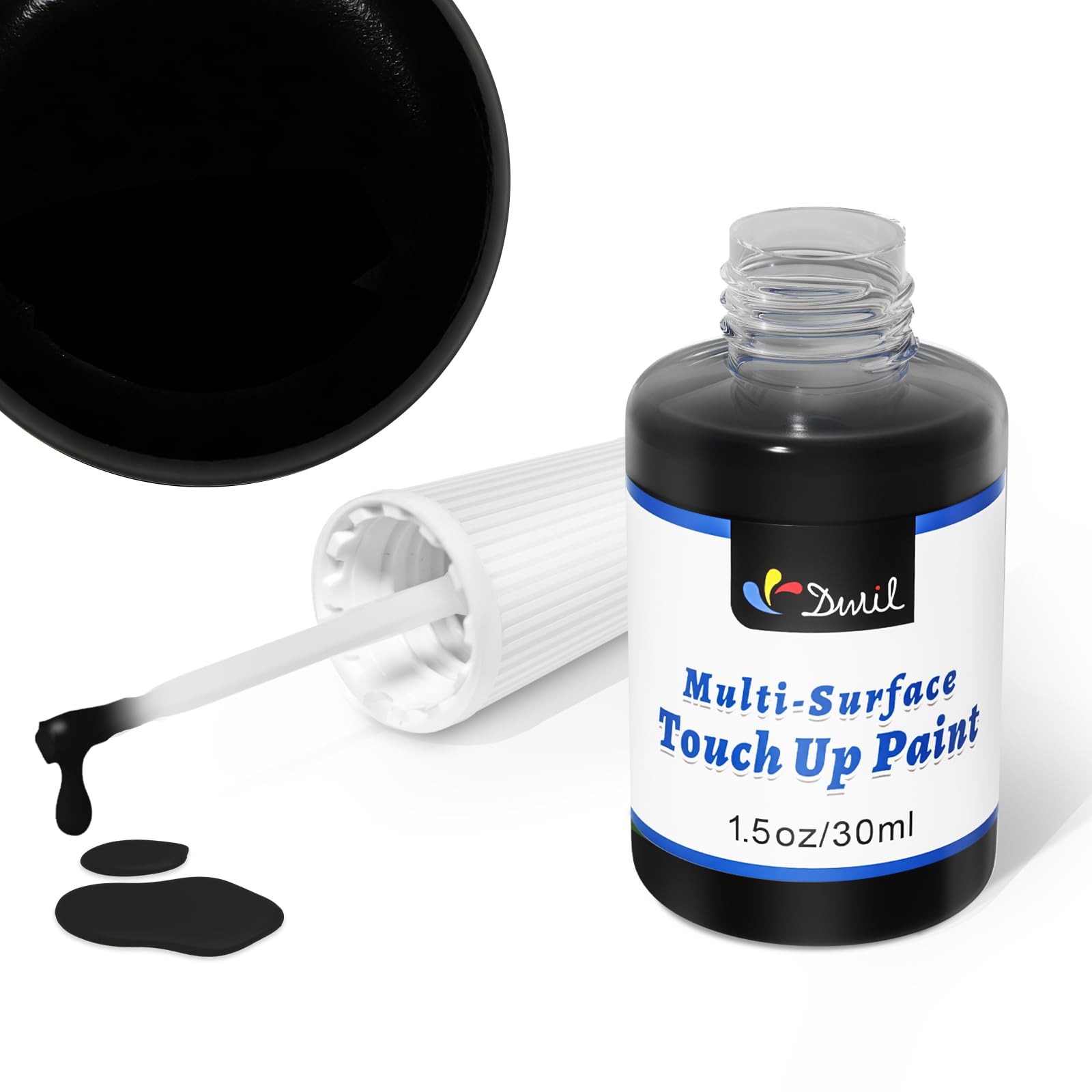 DWIL Black Appliance Touch Up Paint - Multi Surface Touch Up Paint Pen, Scratch Repair for Metal, Door, Cabinets, Wood, Microwave, 1.5 Fl Oz (Black)