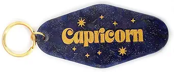 Astrological Leo Zodiac Sign Acrylic Keychain with Gold Stars
