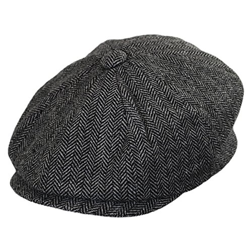 Jaxon Hats Baby Herringbone Wool Blend Newsboy Cap (46cm (12-18 M), Charcoal)