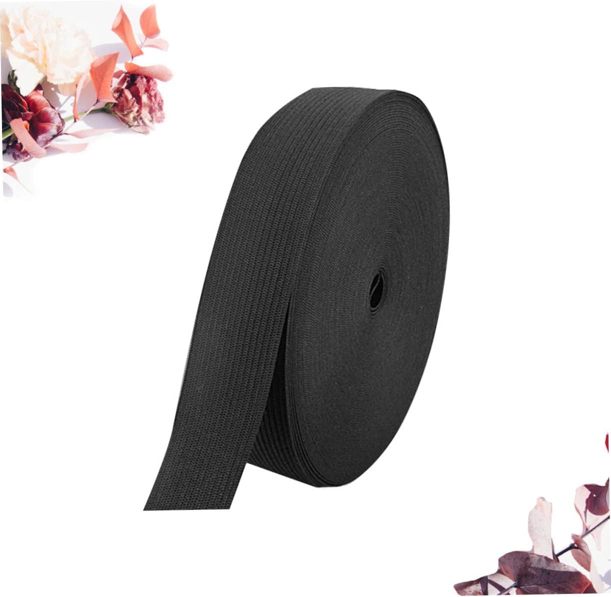 NUOBESTY Wide Elastic Bands Stretchy Sewing Elastic Fold over Black Cord Bands for Clothing