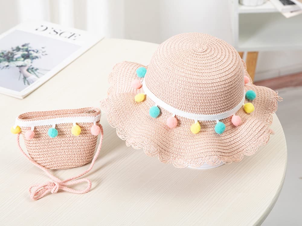 VRITRAZ Comfortable Straw Summer Green Beech Hat and Handbag Perfect Combo for Kids