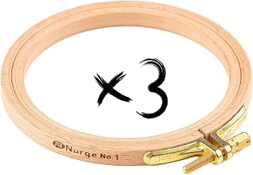 Nurge 3 Pcs 4 Inch Premium Beech Wood Gold Clasp Embroidery Hoop 8mm/0.3" Thickness 100mm = 3.93"  Approx 4"