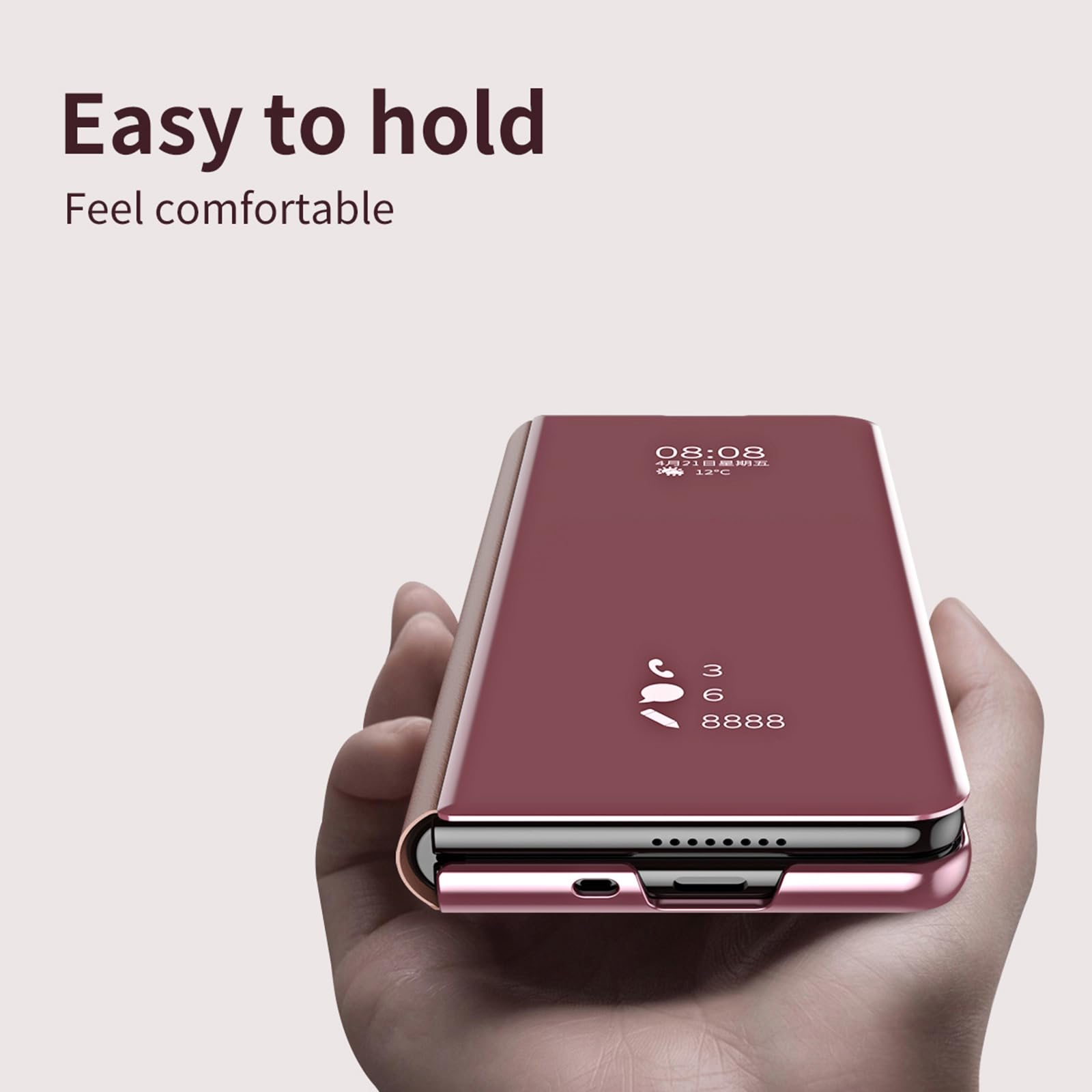 Ribaltabile Custodia per Samsung Galaxy Z Fold 8 Ultra, Chiaro Finestra | Chiusura Magnetica Placcatura Specchio Pelle Cover con Funzione Supporto Caso,Argento,Fold 8 Ultra