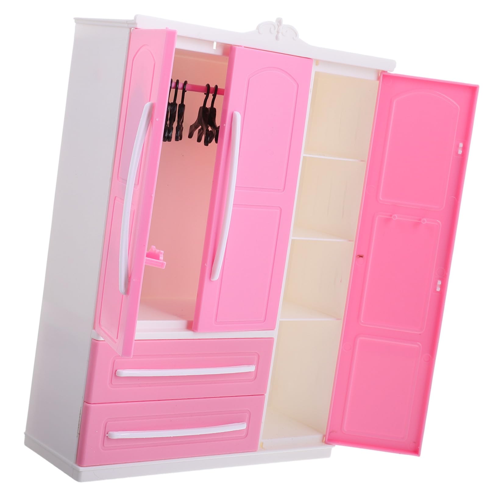 FUNNETOYU Miniatur Puppenschrank Mit Kleiderbügeln Charmanter Organizer Für Puppenkleidung Kinderzimmer Einfache Montage Geräumige Aufbewahrung Für Kleidung Und Accessoires Spielzeug