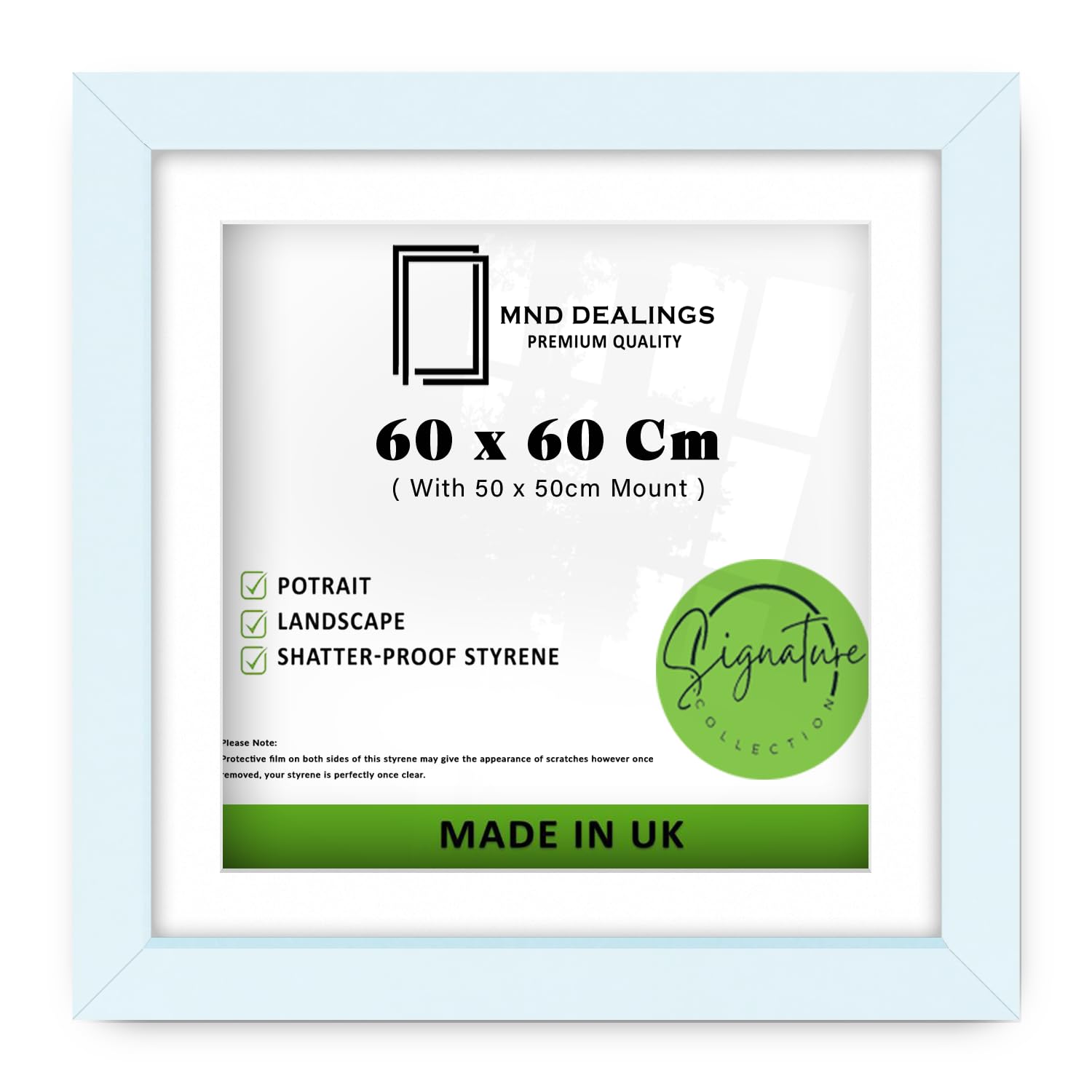 Mnd Dealings White ® Stunning Large Square 60X 60 Cm With 50 X 50Cm Mount Eton Wood Poster Frames For Wall Hanging, Home, Office & Living Room Décor With Shatterproof Perspex (White)