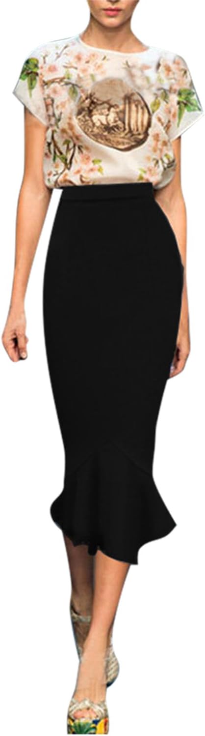 Viwenni® Women's Vintage High Waist Wear to Work Bodycon Mermaid Pencil Skirt
