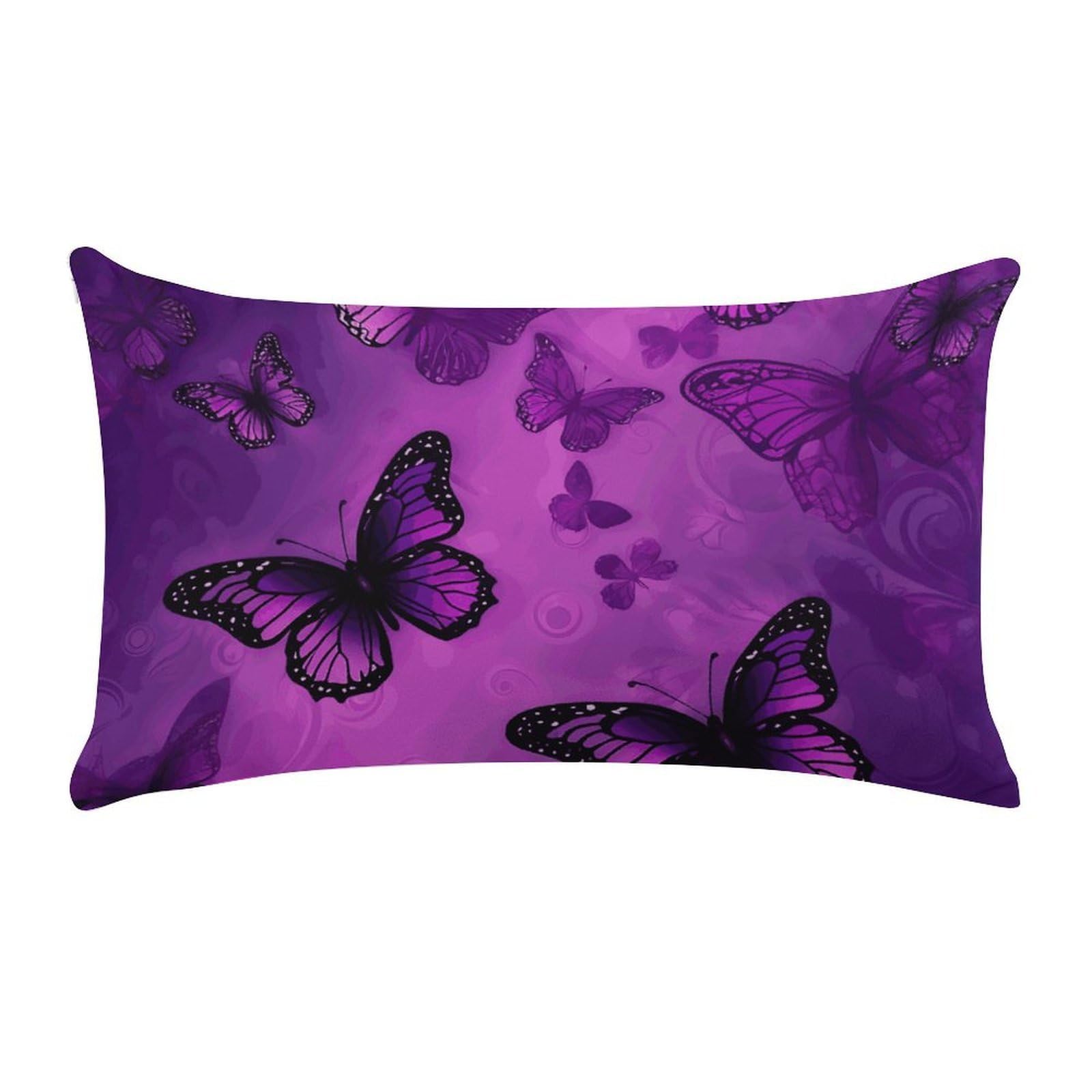 Purple Butterfly Pillow Cases for Sofa, Super Soft Plush Pillow Cover with Zipper, Luxury Cozy Pillow Shams for All Seasons, Lightweight Pillowcases for Bedroom, 12" X 20"