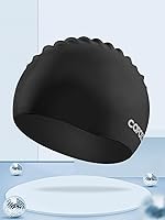 Vista 23 de COPOZZ Gorros de natación para adultos, de silicona, impermeable, cómodo, gorro de natación para cabello largo y corto