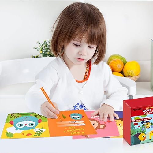 Miniatura 9 de Tarjetas de rompecabezas para el día de San Valentín para niños, paquete de 27 tarjetas de rompecabezas de animales con sobres y calcomanías a