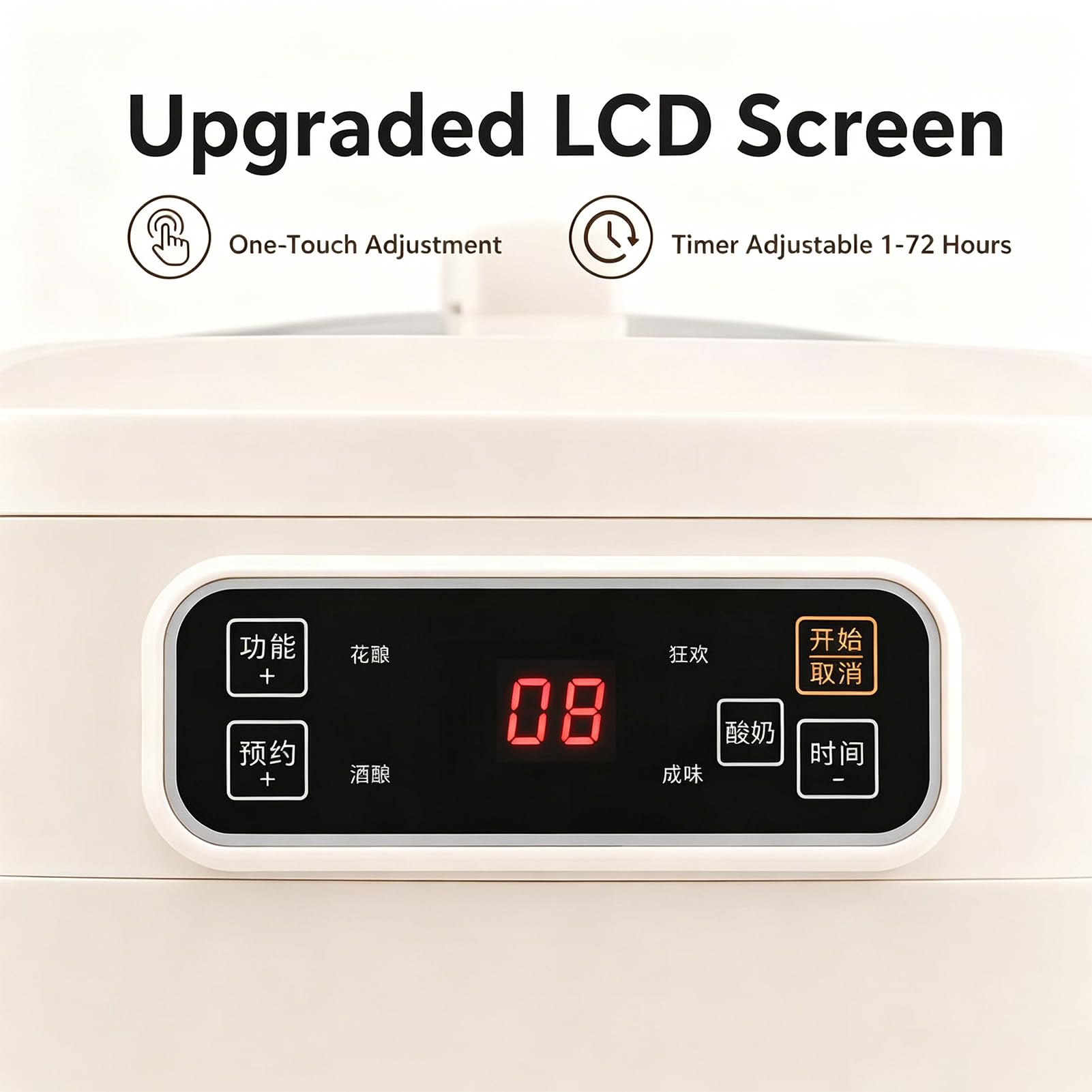 Fermentadora Eléctrica de Masa de 5/8 L con Pantalla LCD y Temporizador de 1 a 72 Horas, Recipiente Interior y Tapa de Acero Inoxidable, Máquina Automática de Fermentación para Pan, Pizza y Y Blue 8L