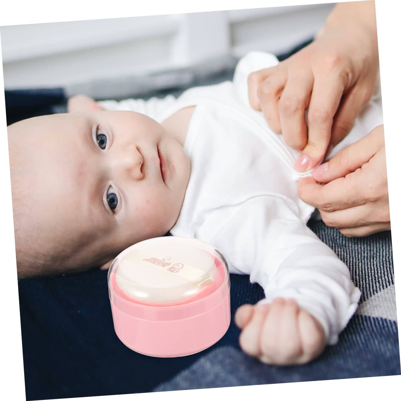 HAPINARY Loose Powder Puff Box for Newborn Body Powder Travel-Friendly Container