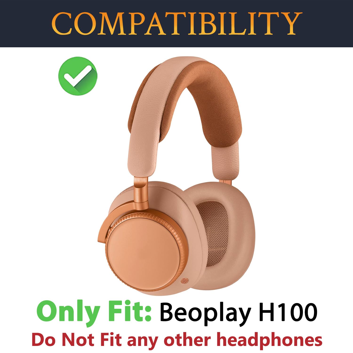 SOULWIT Almohadillas Piel de Cordero Repuesto para Beoplay H100 de Bang & Olufsen (B&O) Auriculares Inalámbricos Premium Cancelación Activa de Ruido, Almohada con Espuma Viscoelástica de Alta Densidad