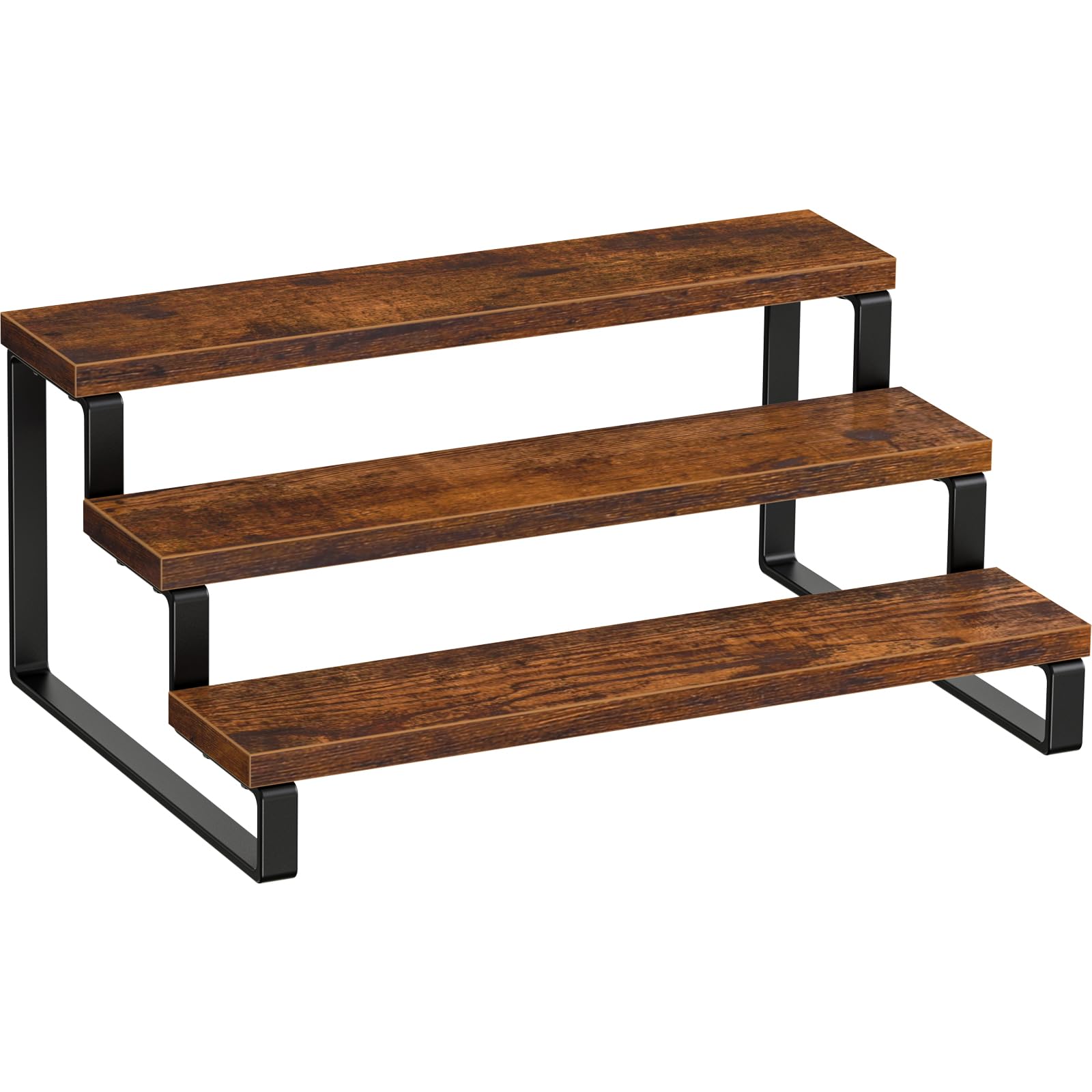 Giikin 3 Tier Display Stand Riser, Wooden Display Cologne Stand Perfume Organizer Stand Cupcake Stand Holder, Tiered Display Stand Risers Display Shelf for Home and Shop, Brown