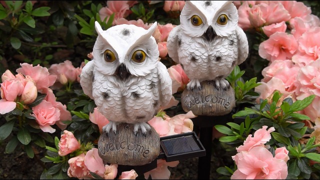 2 Pack Garden Solar Light Outdoor Decor, Resin Owl Solar LED