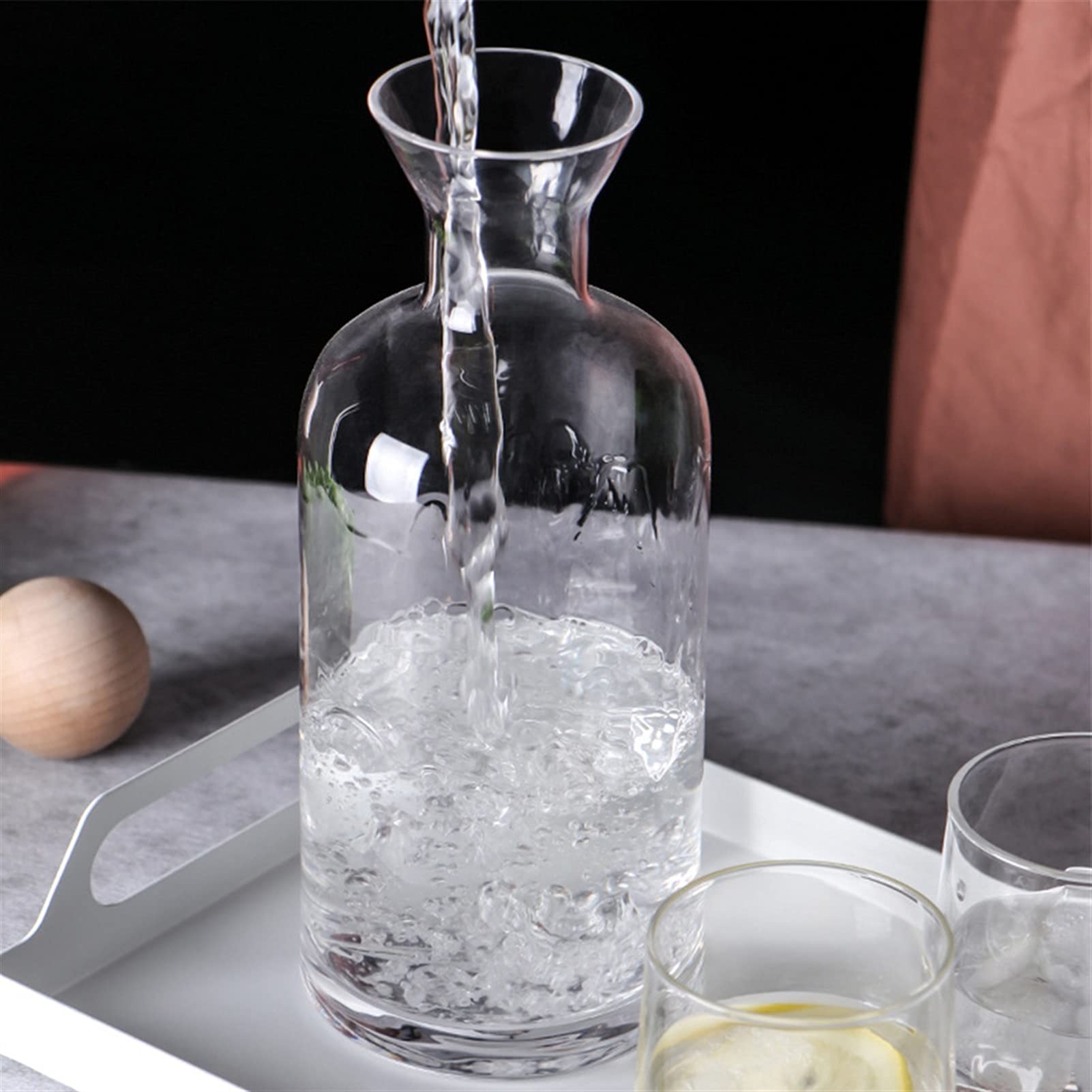 Jarra de Vidrio Juego de botella de agua de cristal de cristal creativo conjunto de taza de jarra cilíndrica Juego de vidrieras transparentes jarras de manchas Jarra de Té Helado (Color : A)