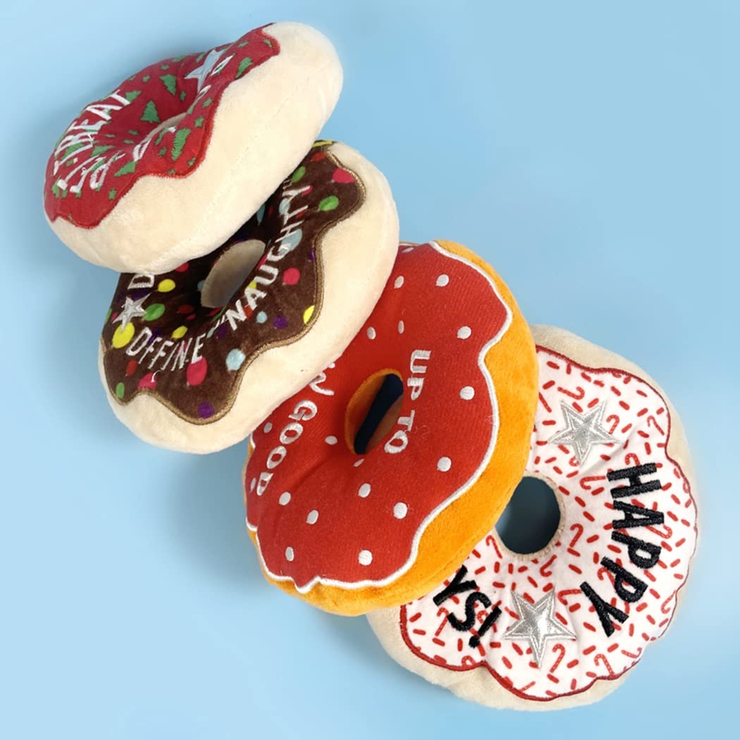 Générique Jouet couineur pour Chien Donut, Jouet Doux de Dentition pour Chiot, Jouet interactif pour Animal, pour Noël