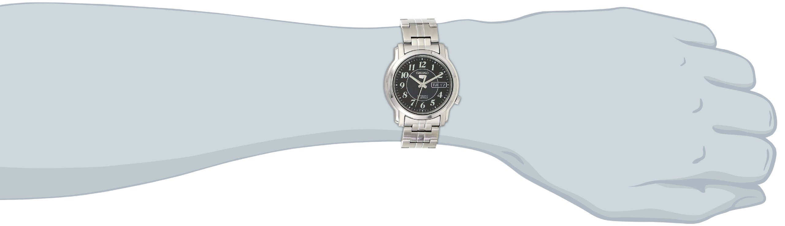 Seiko Men's SNKL93 "Seiko 5" Black Dial Stainless Steel Automatic Watch