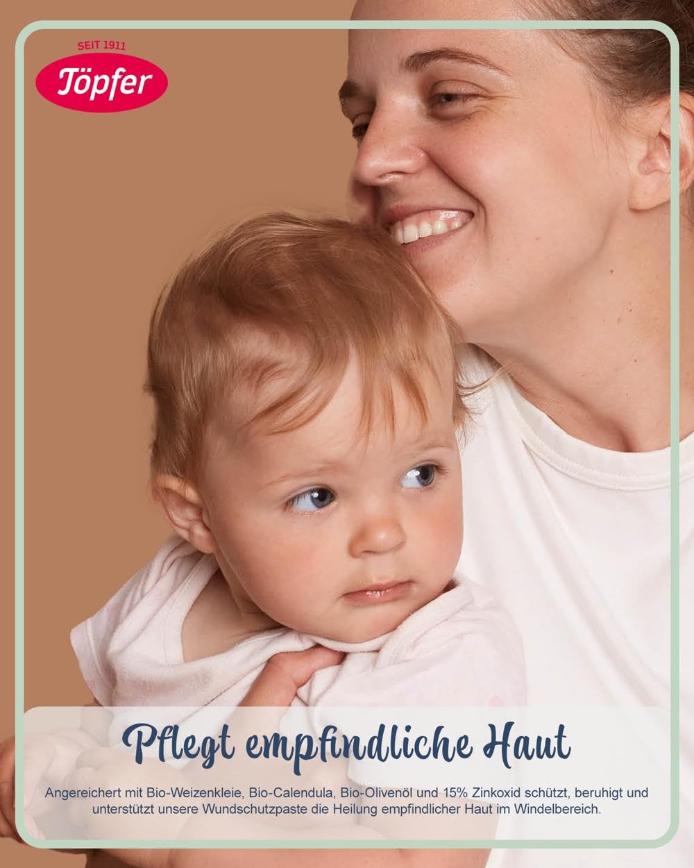 Töpfer Babycare Wundschutzpaste – Schutz & Pflege für den Windelbereich – mit 15% Zinkoxid, Bio-Calendula & Bio-Olivenöl – parfümfrei – 75ml