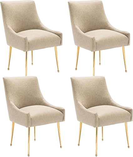 Miniatura 47 de Juego de 2 sillas de comedor, modernas sillas de comedor de terciopelo con patas doradas, sillas decorativas tapizadas para sala de estar, Azul