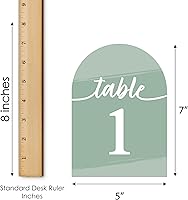 Vista 7 de Big Dot of Happiness Tarjetas de números de mesa verde salvia, tarjetas de doble cara de 5 x 7 pulgadas, tarjetas de recepción de boda, fiesta