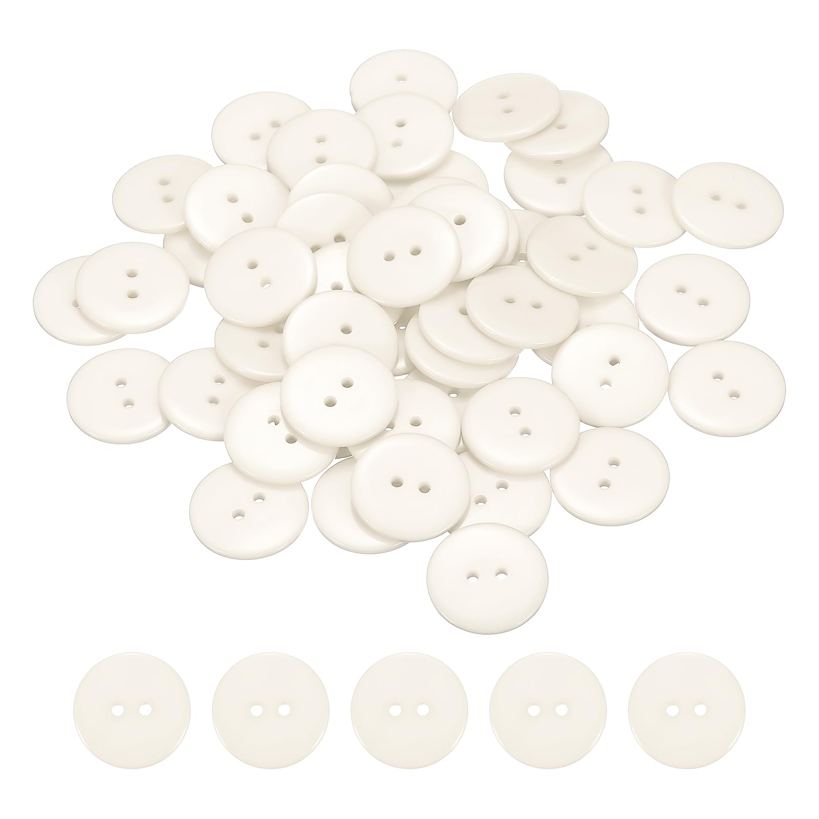 sourcing map 50pcs Resin Sewing Button, 25mm (1-inch) 2 Holes Round Craft Decorative Buttons for Coat Clothes Holiday Decoration, Beige