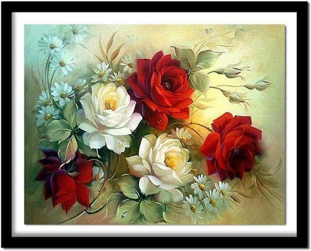 Cross Stitch kits for Beginner 11CT Stamped Cross Stitch Beautiful and Beautiful Rose Pre-Printed Pattern Fabric Embroidery Needlepoint Crafts Needlework gifts-16x20 inch