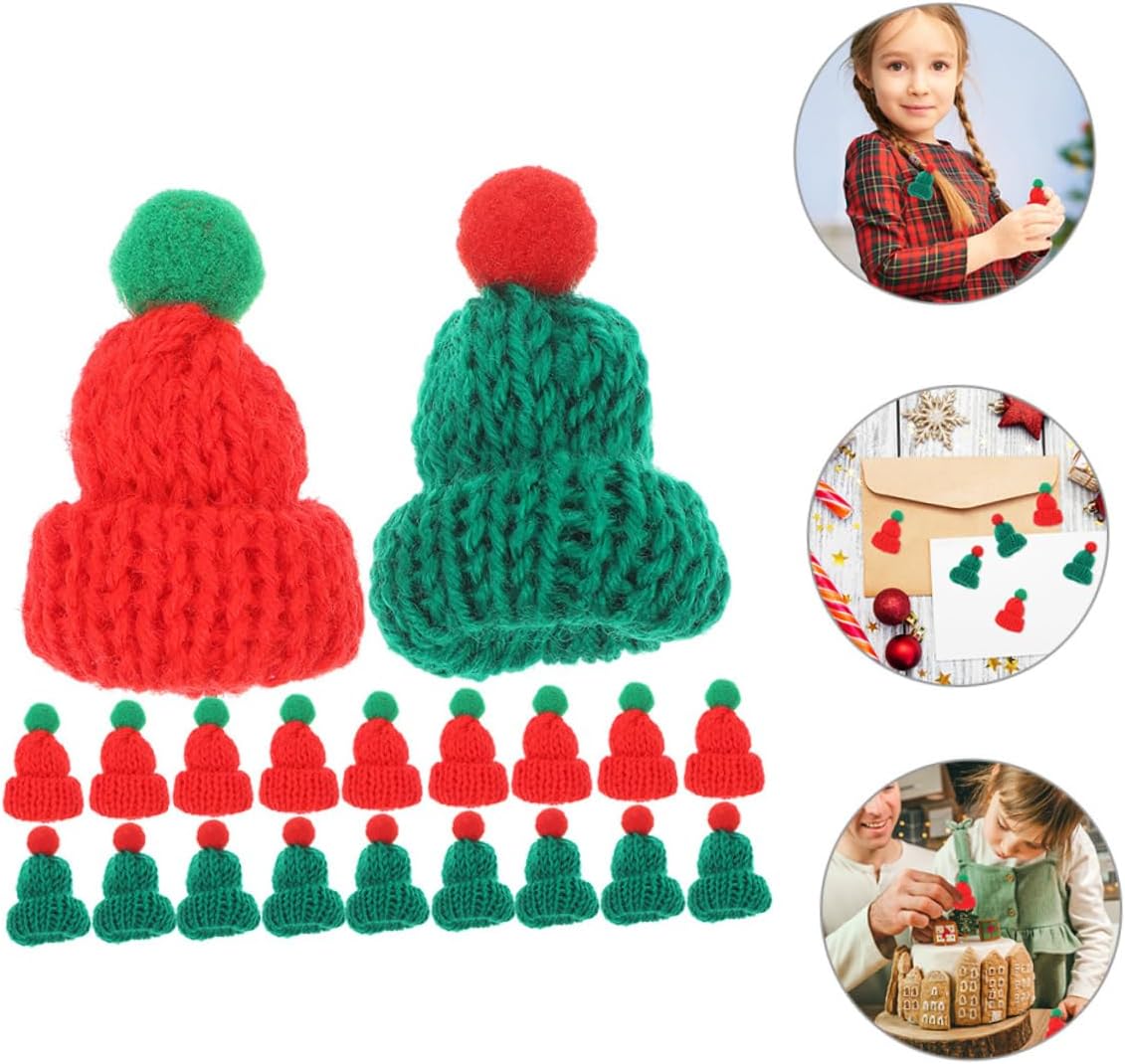 Mini Christmas Knit Hats Xmas DIY Craft Ornaments 100pcs