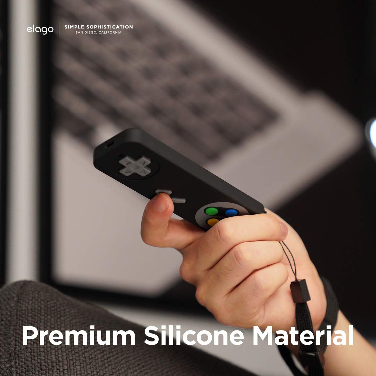 elago R4 Retro Apple TV Remote Case Compatible with Apple TV Siri Remote 1st Generation - Classic Controller Design [Non-Functional], Lanyard Included [US Patent Registered] (Black)