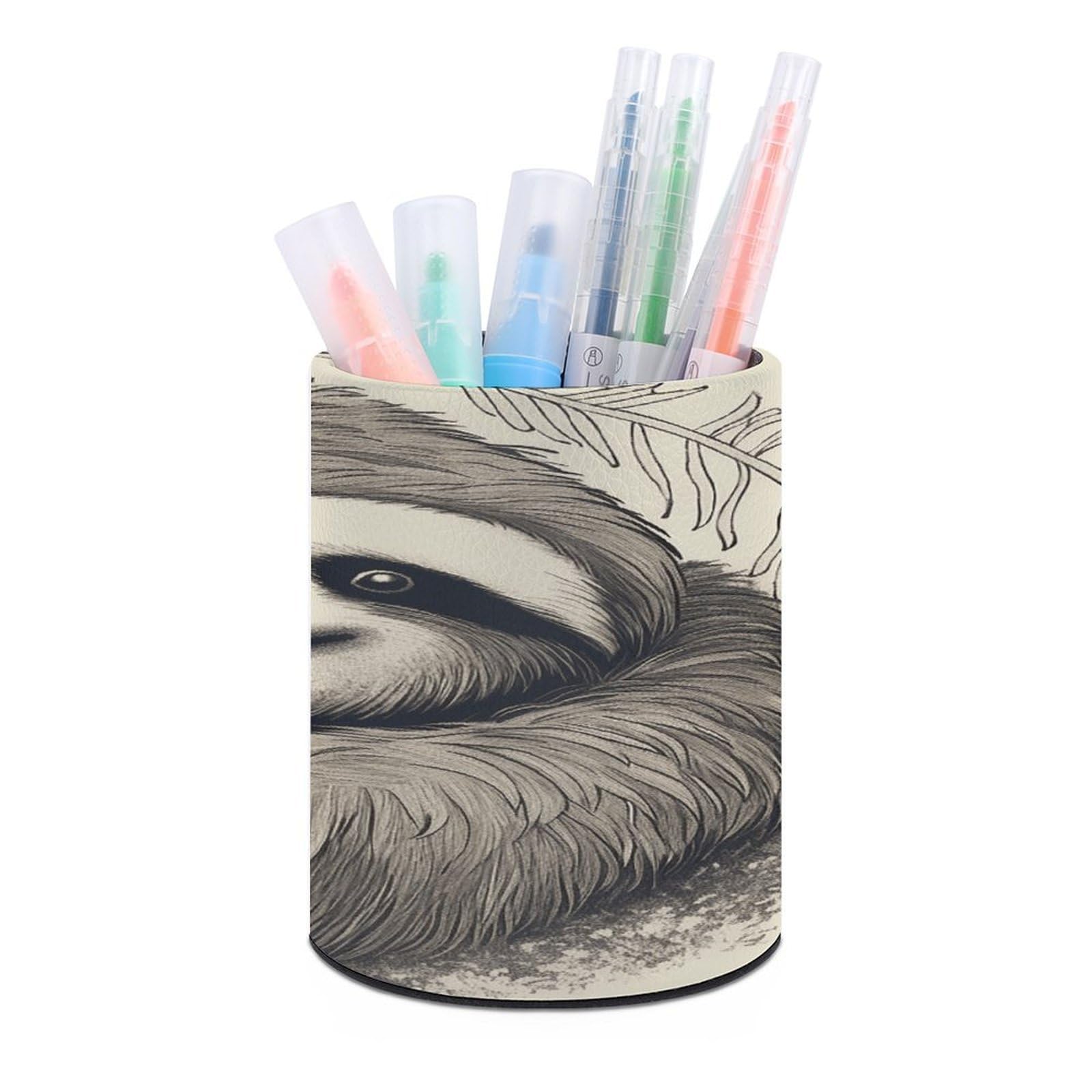 VstaDank Sloth My Spirit Animal Pen Holder for Desk Makeup Brush Holders Stylish Pen Cup Cute Pencil Cup Round Pencil Holder Decor Brush Scissor Holders for Multifunctional Office Supplies