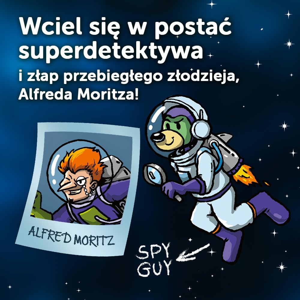Trefl - Spy Guy Kosmos - Kooperacyjna Gra Obserwacyjna, Elektroniczny Timer, 17 Kształtowych Plansz, Rodzinna Gra Planszowa Dorosłych i Dzieci od 6 lat