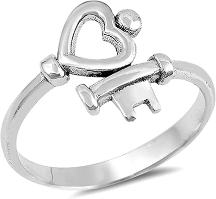 Heart Key Love Promise Ring New Sterling Silver Key To My Heart Ring High Polish Band