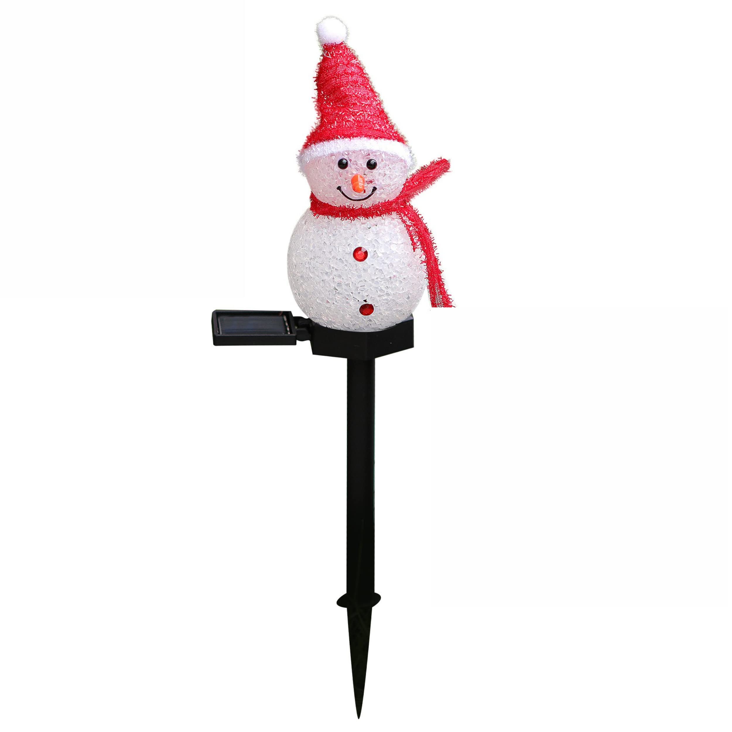 JHBOX Christmas Snowman Solar Light Stake Colorful Lighting… (1 Pack red)