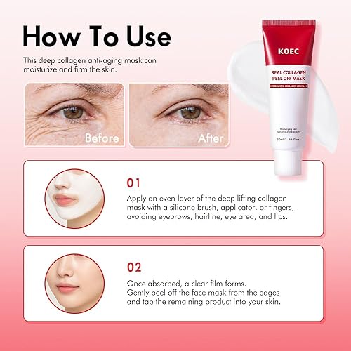 Miniatura 5 de KOEC Máscara facial de colágeno real, mascarilla facial de envoltura nocturna, hidratación profunda y restaura la elasticidad y refina los poros,