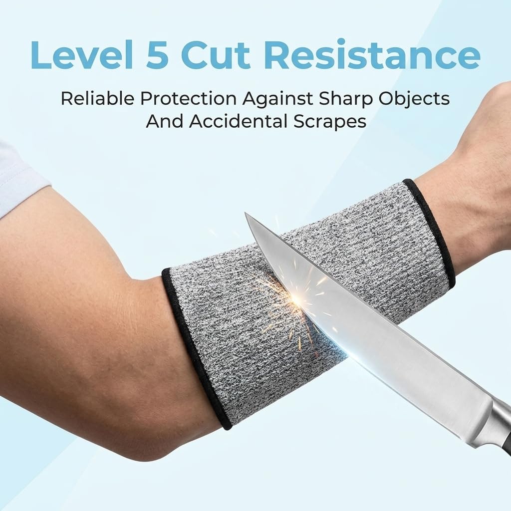 4 Stück Schnittfeste Ärmel Level 5 Unterarmschutz 21cm Kurz Armschutz HPPE Armschoner Set Mehrfarbig Arbeitsschutz für Küche Gartenarbeit Handwerk Schnittschutz Armstulpen für Damen Herren S-Größe