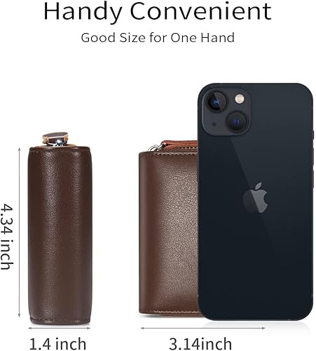 Miniatura 6 de Tarjetero RFID con cremallera, tarjetero, Marrón (18 ranuras para tarjetas y 2 ventanas de identificación)