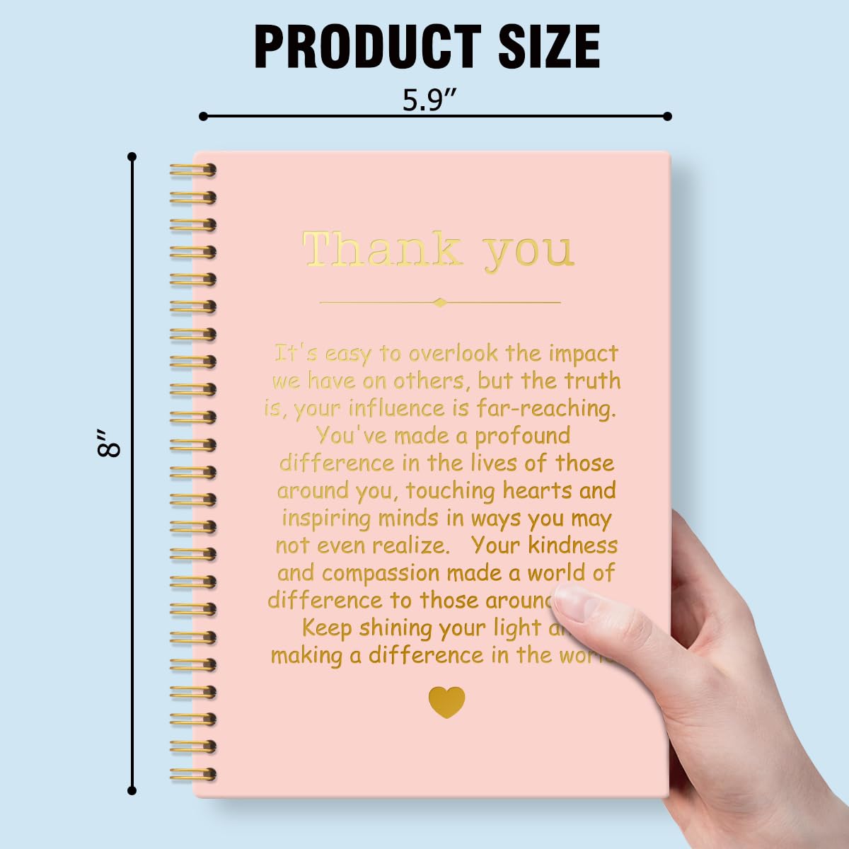 QYUVK Cuadernos en espiral de tapa dura de 160 páginas de color rosa y dorado, divertidos regalos de agradecimiento para mujeres, hombres, compañeros de trabajo, mentores líderes, regalos de
