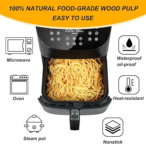 Miniatura 10 de BYKITCHEN Hojas para freidora de aire para parrilla Ninja AG301, Cosori, freidora de aire Gourmia, filtros de papel pergamino cuadrados de 9