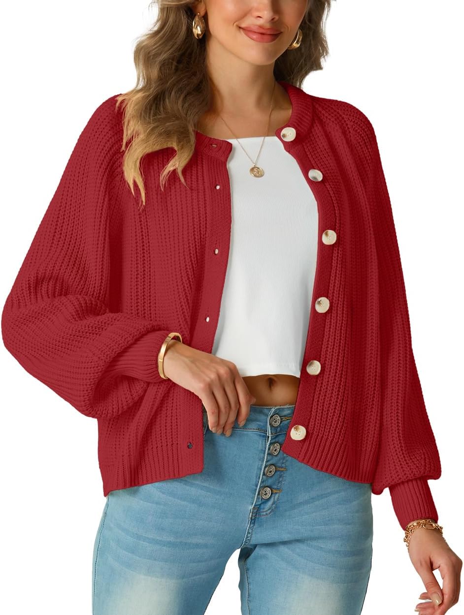 GRECERELLE Women's Chunky Open Front Sweater Long Sleeve Button Knit Short Loose Cardigan Outerwear, S-2XL - Image 2