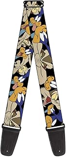 Buckle-Down Guitar Strap - Road Runner/Wile E. Coyote Expressions Stacked Black - 2