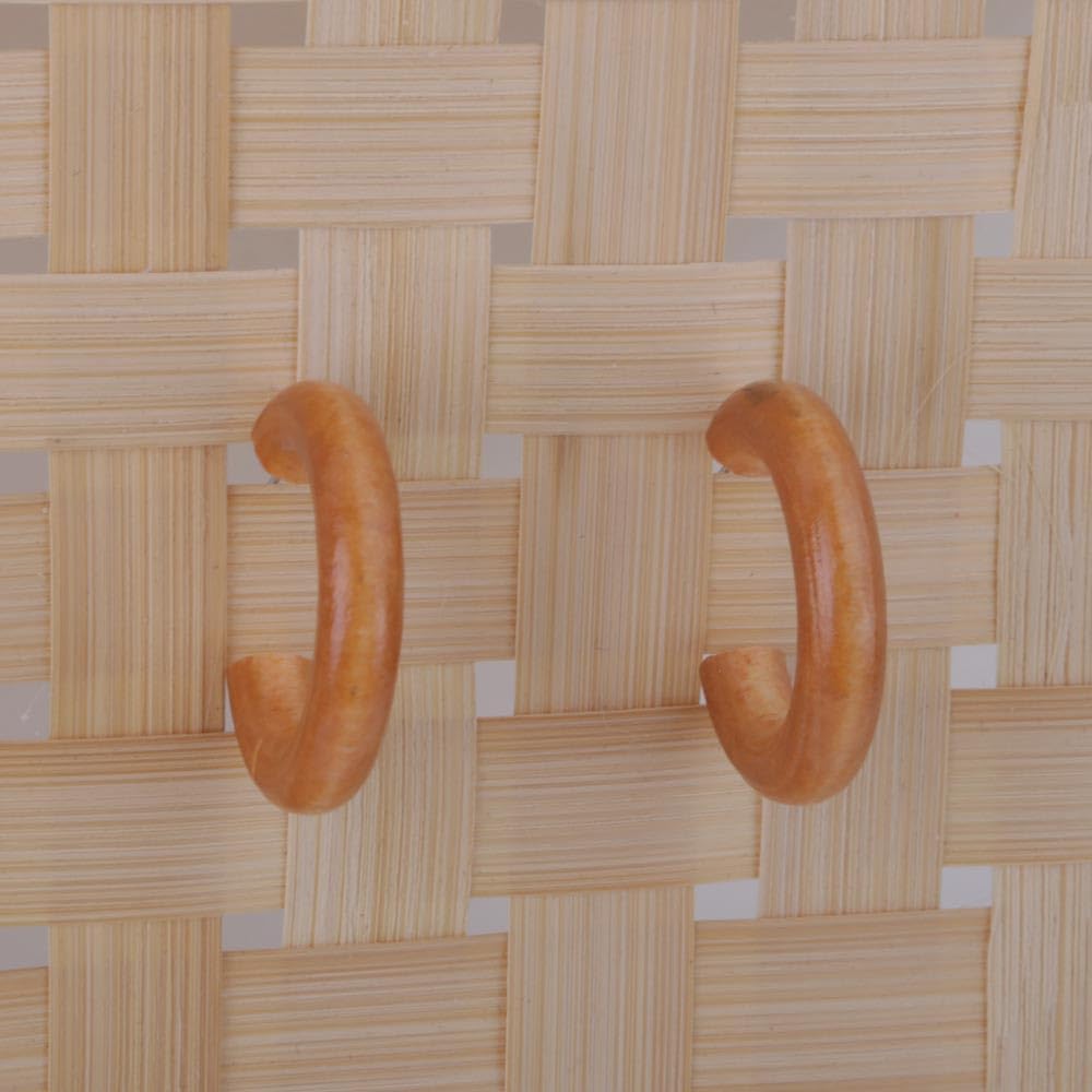 Colored Wood Hoop Stud Earrings for Women, Wooden Jewelry, 29mm Circle - Image 4