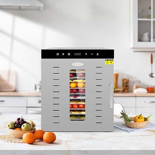 Hakka - Deshidratador de alimentos, máquina deshidratadora de alimentos de 12 bandejas para cecina, verduras, frutas, carne, golosinas para perros,