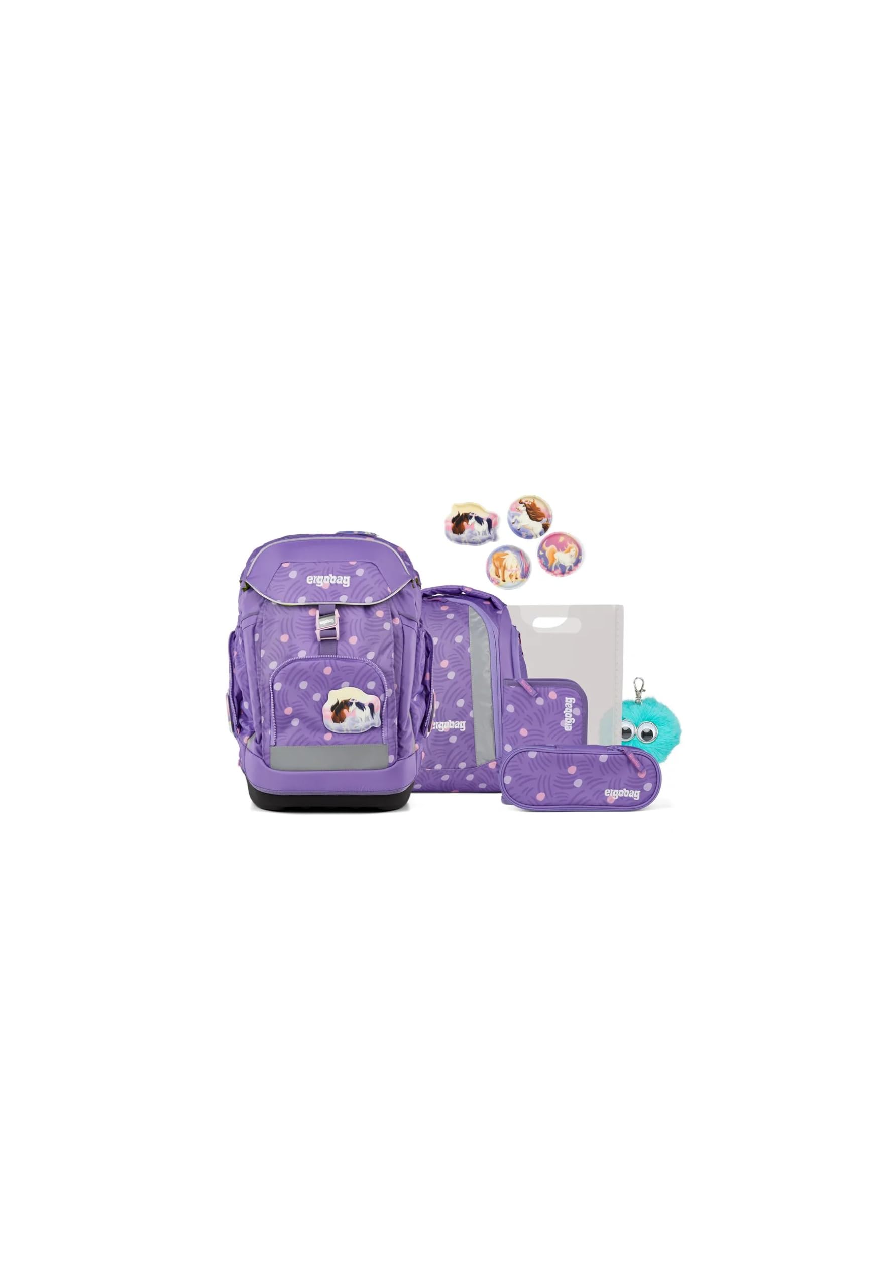 ergobag Schulranzen-Set Maxi Set Bundle PonyBäradies - Lavendel