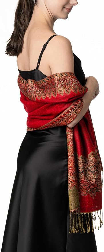 Pashmina elegante reversible estilo Paisley miniatura 7