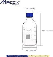 Vista 5 de Botellas redondas de vidrio de 34 onzas (33.8 fl oz), botella de vidrio de borosilicato resistente con tapa de rosca GL45, paquete de 2