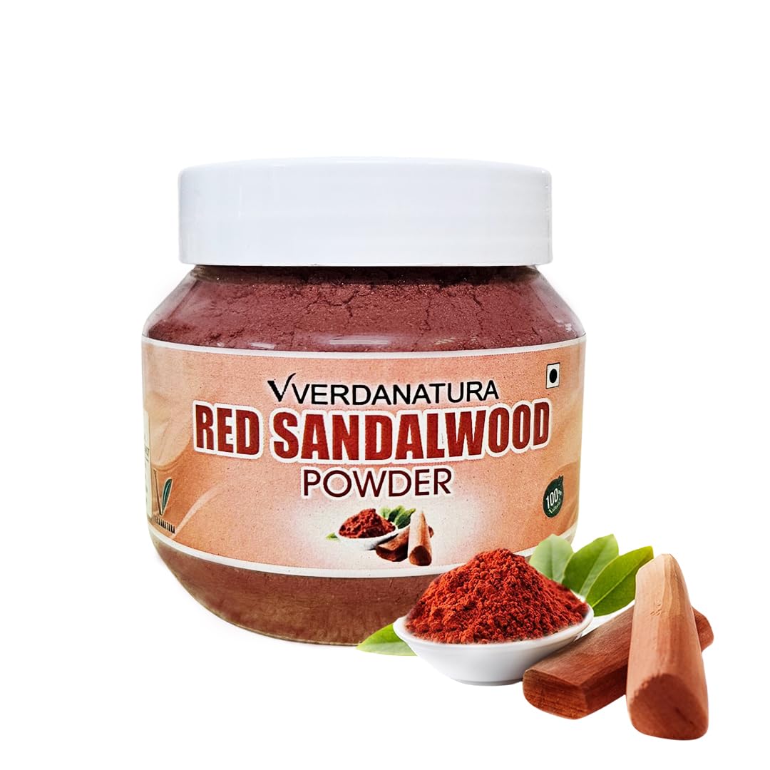 VVERDANATURARed Sandalwood Powder (Raktha Chandanam), Lal Chandan - For brightening and Glowing skin Reduce Acne marks. For men and women.90gm