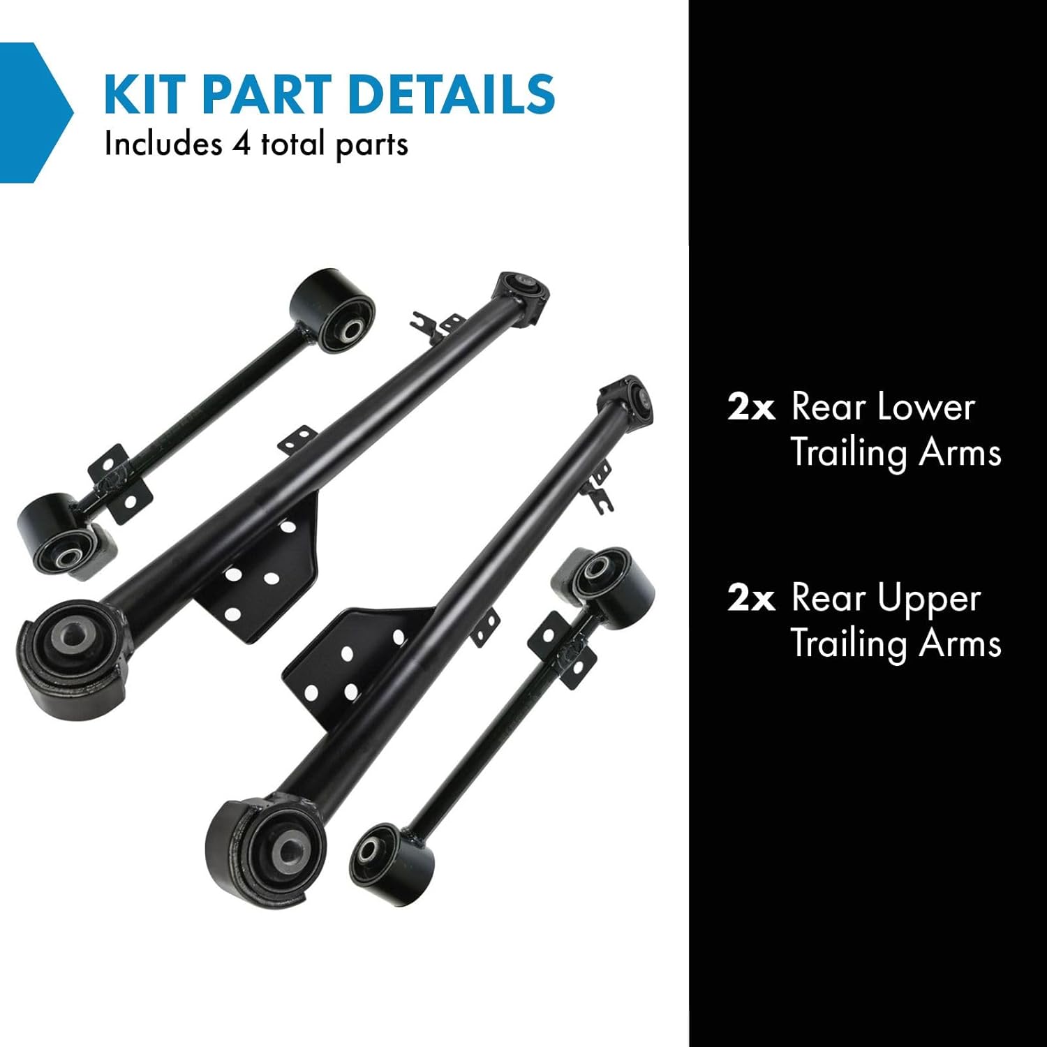 TRQ Trailing Control Arm Rear Upper & Lower Kit Set of 4 for Nissan Pathfinder QX4